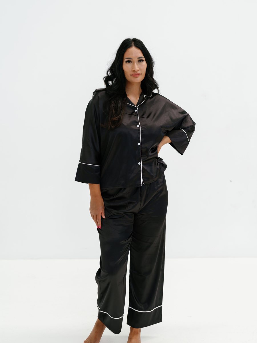 Conjunto Dormir Cetim Preto