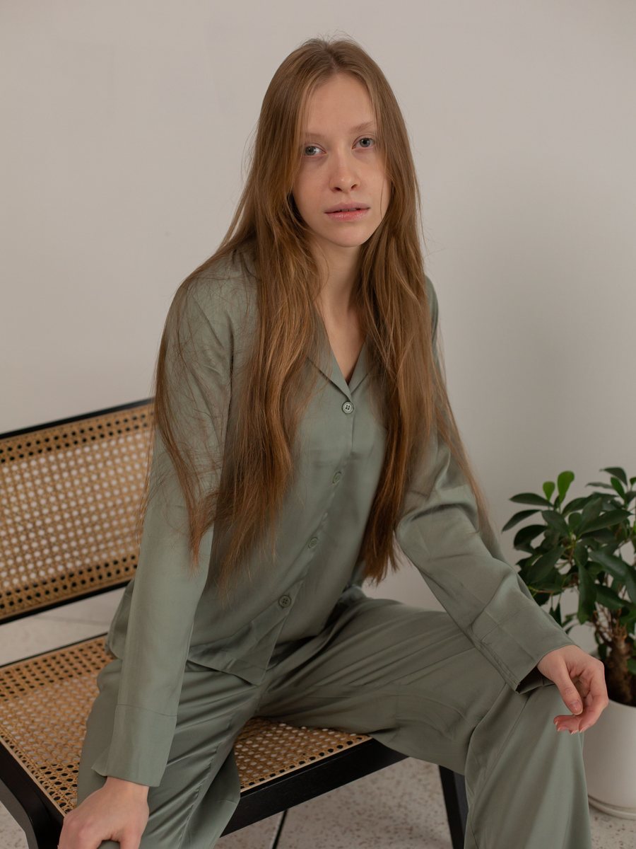 Conjunto Dormir Algodão Verde